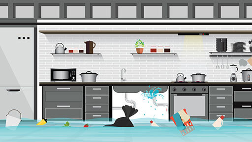 Basement kitchen flooding